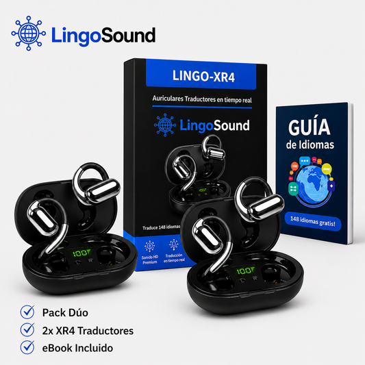 LingoSound XR4 - Pack Duo ( 2 auriculares traductores ) + Guía de idiomas